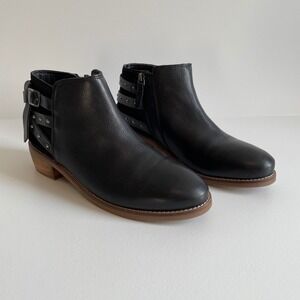Softwalk Black Leather Suede Studded Ankle Booties‎ Women's Size 9.5M